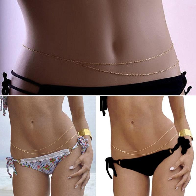 Simple Double-layer Asymmetrical Waist Chain Bikini Body Chain