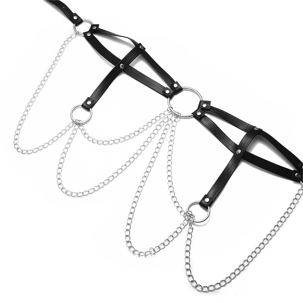 Body Harness  Sexy Chain Leather Strap Waist Jewelry