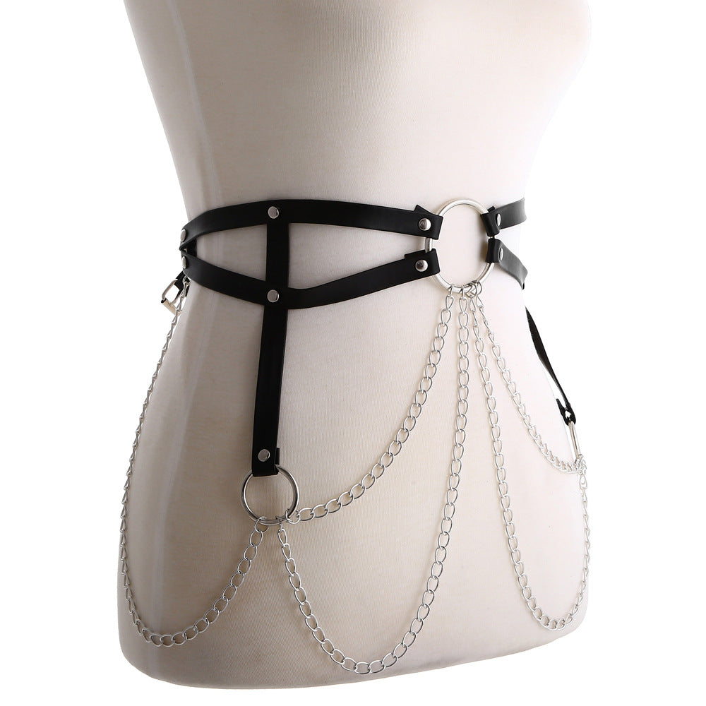 Body Harness  Sexy Chain Leather Strap Waist Jewelry