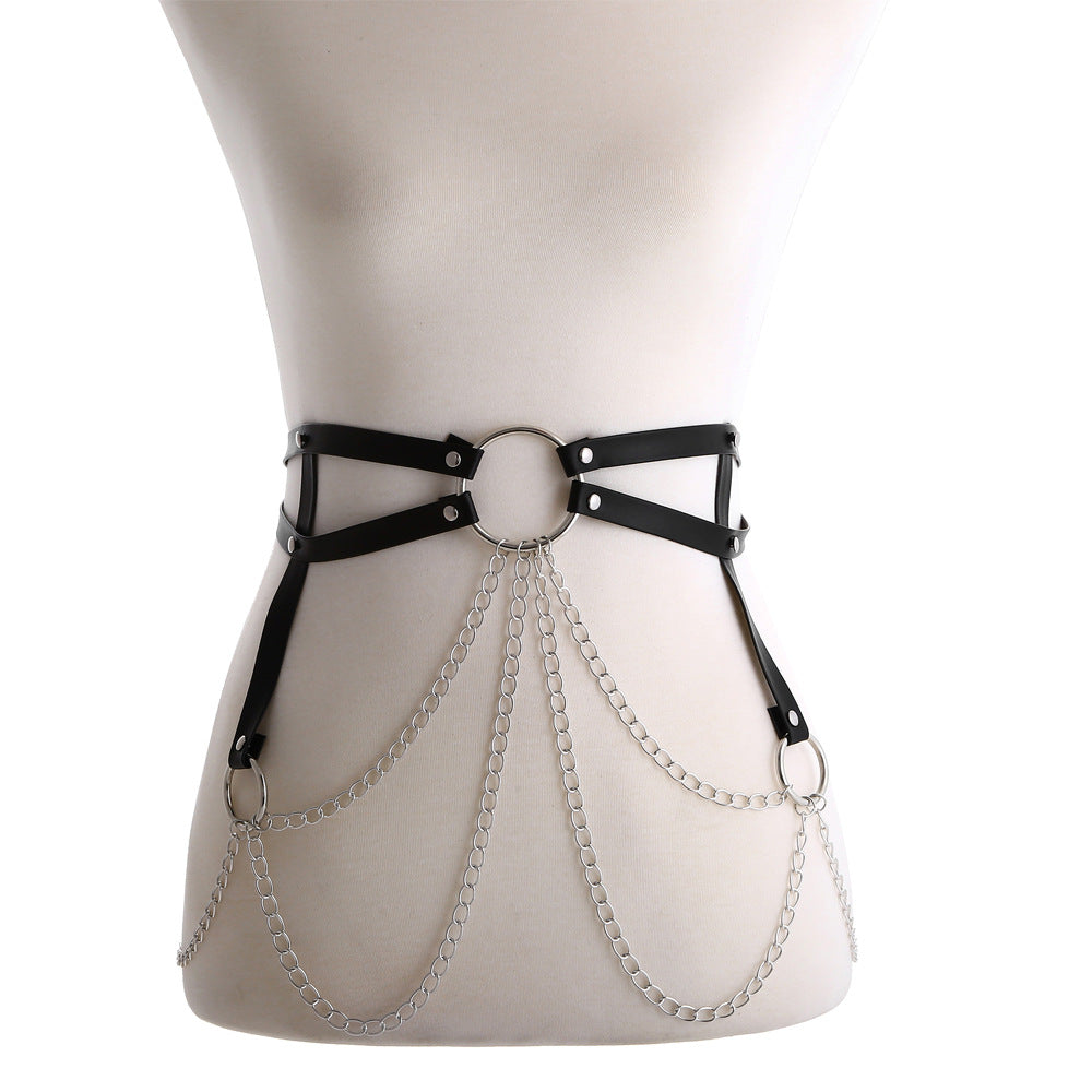 Body Harness  Sexy Chain Leather Strap Waist Jewelry