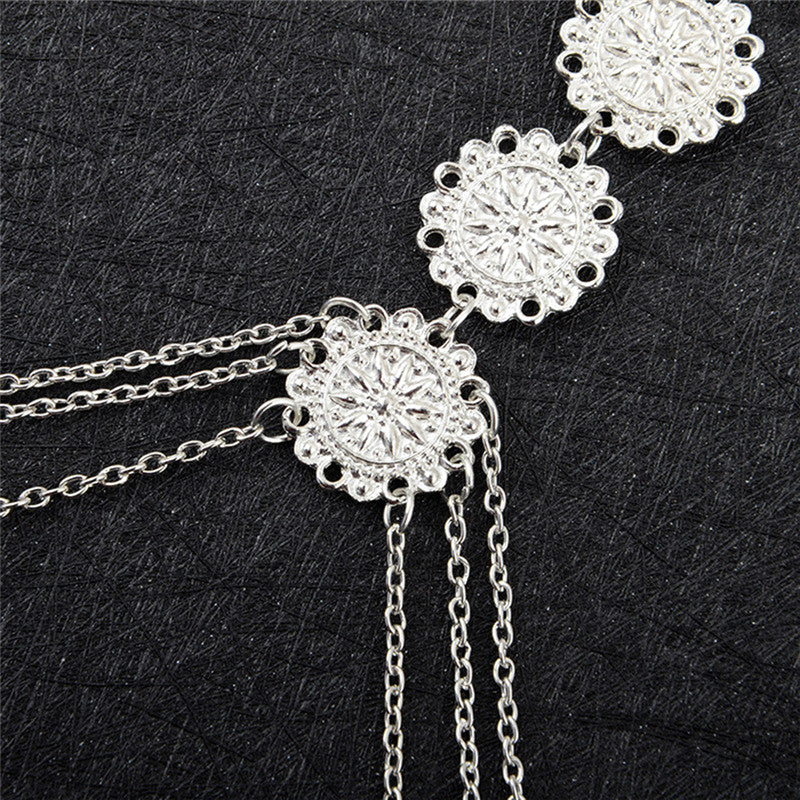 Personalized Retro Ethnic Style Carved Flower Plate Body Chain