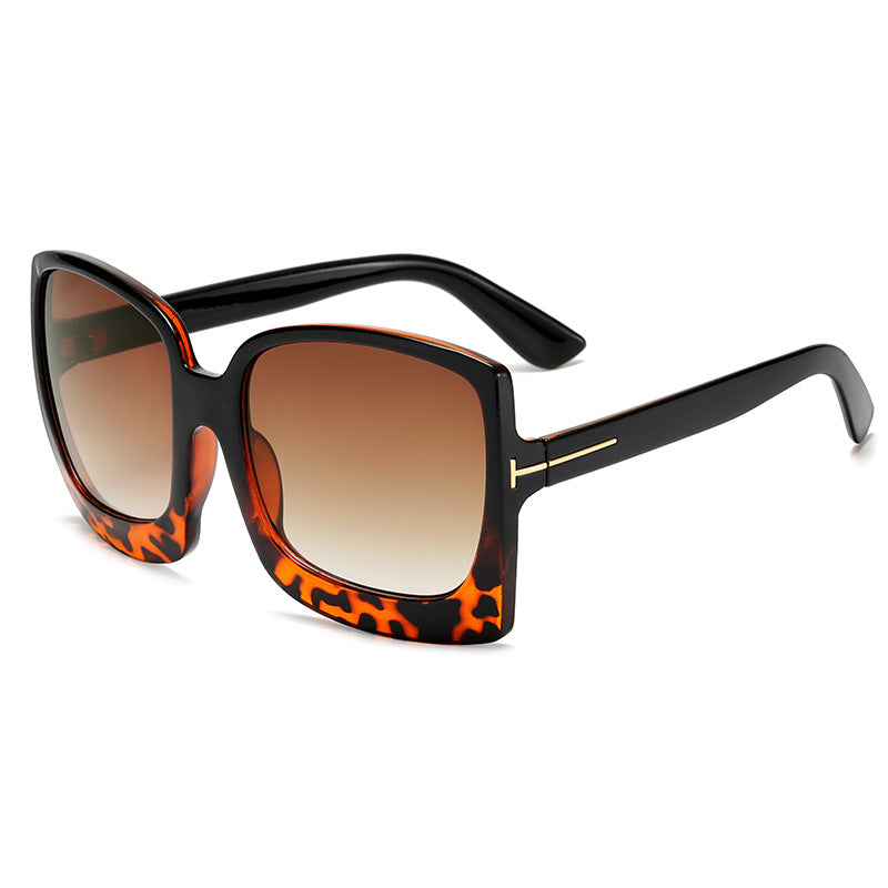 Leopard color large frame sunglasses