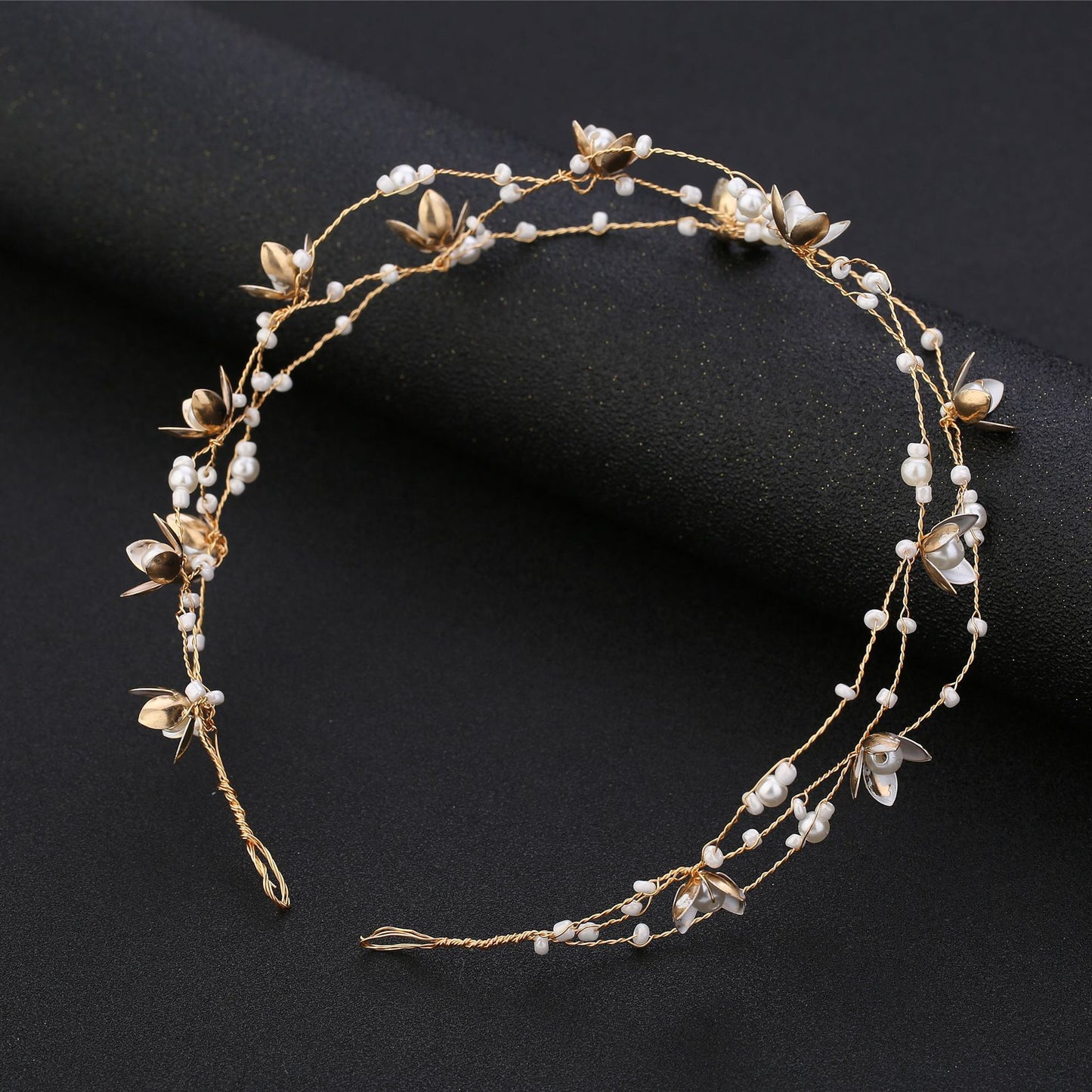 Korean Handmade Flower Beading Headdress Hair Band Elegant