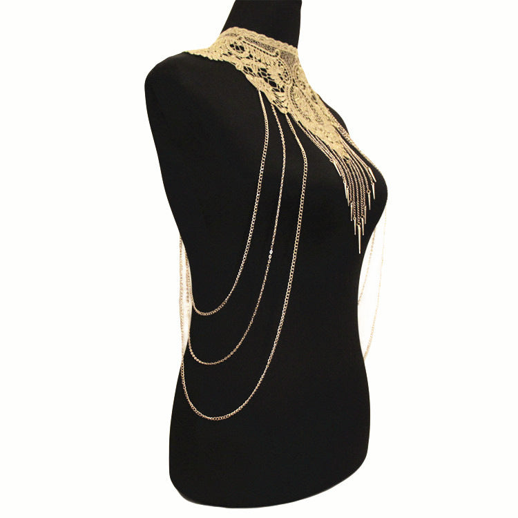 Multilayer tassel body chain