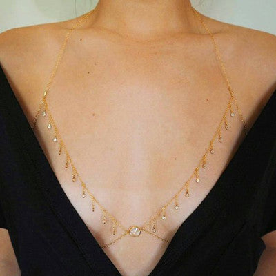 Simple sexy body clothing chain pearl crystal wild personality body chain