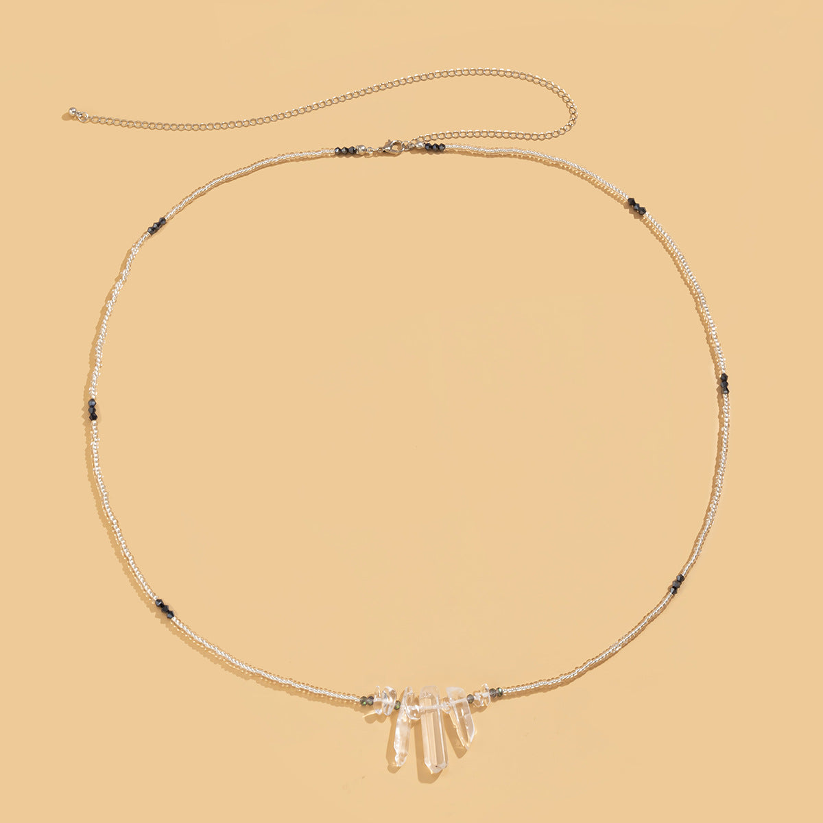 Simple Woven Rice Beads Single Layer Body Crystal Waist Chain