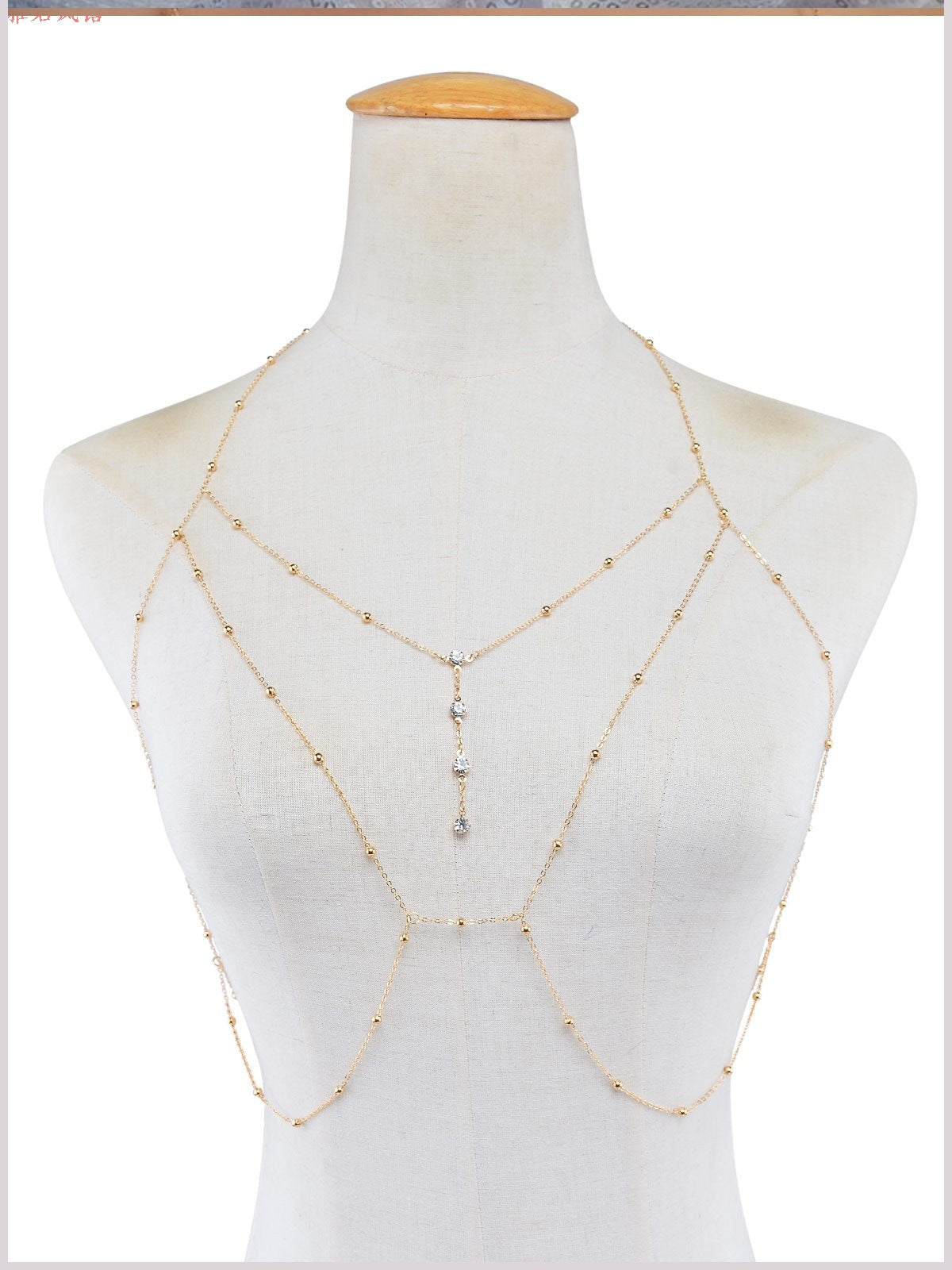 Geometric Chest Body Crystal Tassel Chain