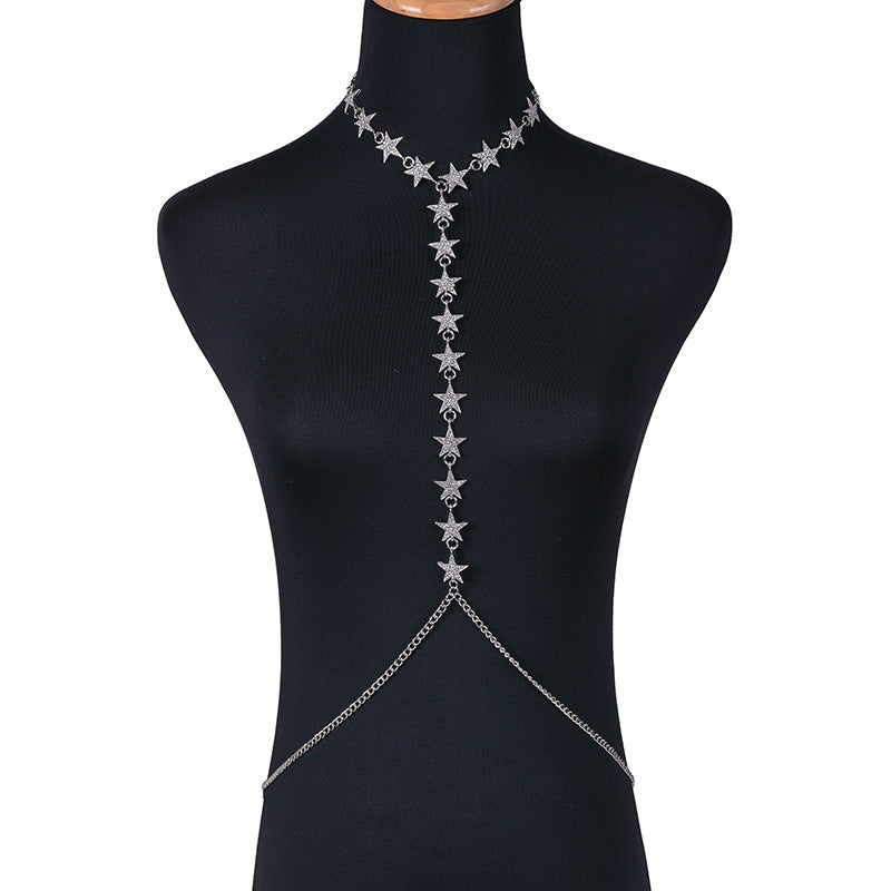 Flash Diamond Pentagram Body Chain