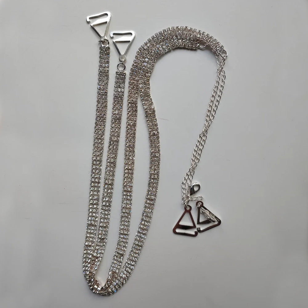 Cross Full Diamond Back Chain Personality Rhinestone Body Chain Sling