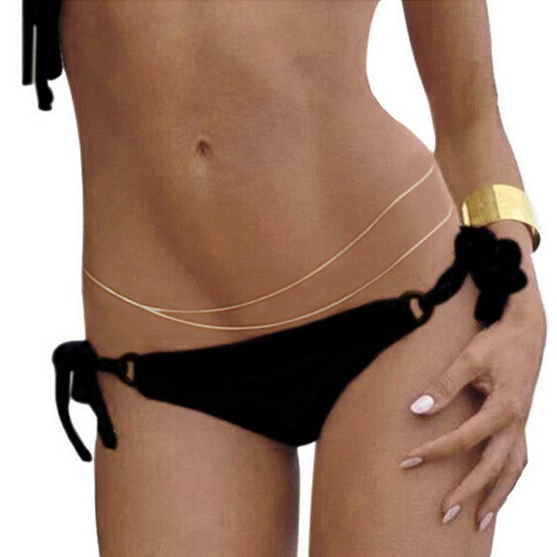 Simple Double-layer Asymmetrical Waist Chain Bikini Body Chain