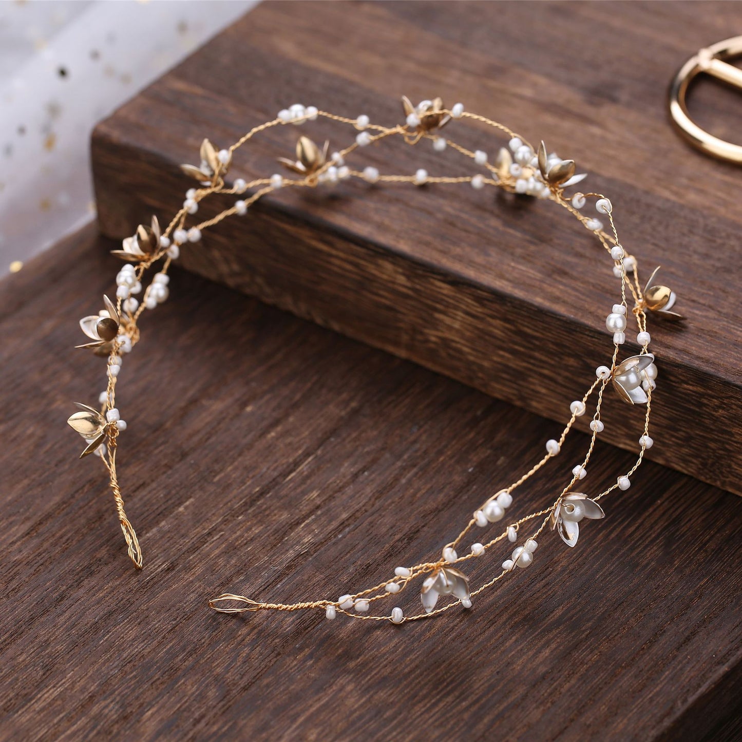 Korean Handmade Flower Beading Headdress Hair Band Elegant