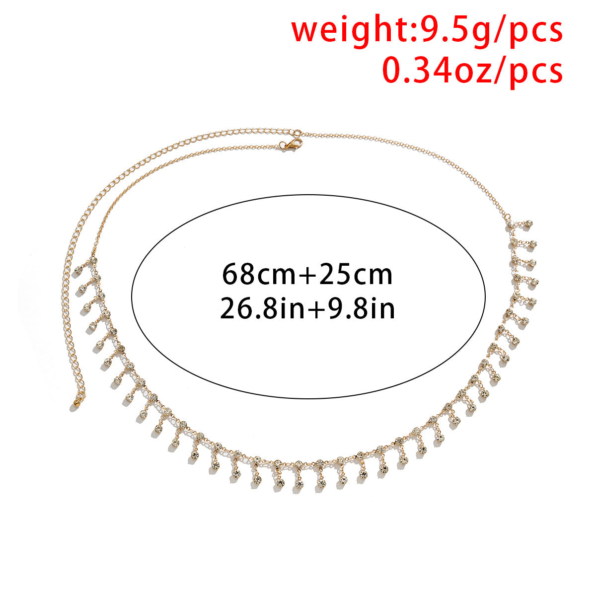 Women's Ethnic Feng Rhinestone Tassel Single Layer Body Chain