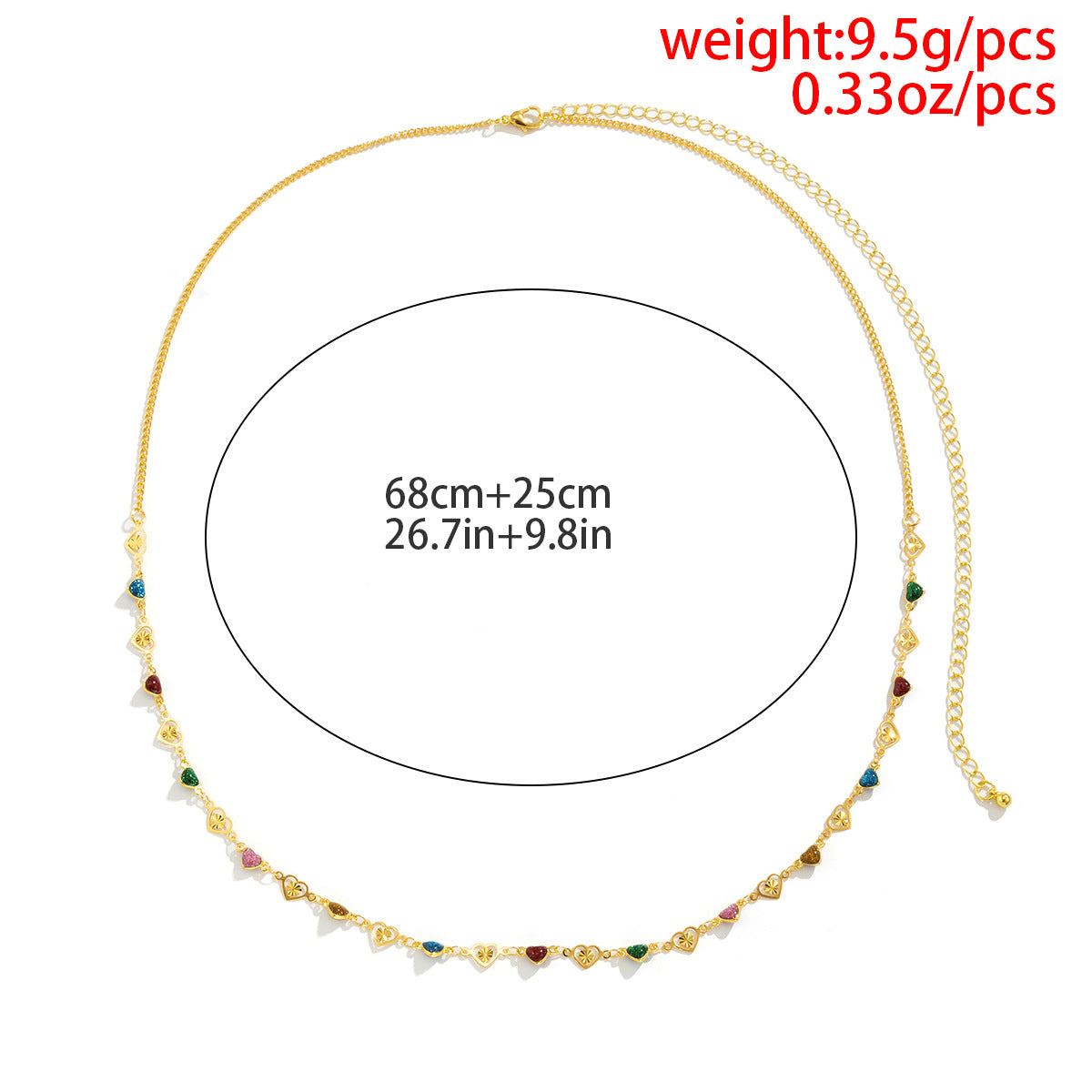 Creative Mixed Color Stitching Peach Heart Body Chain