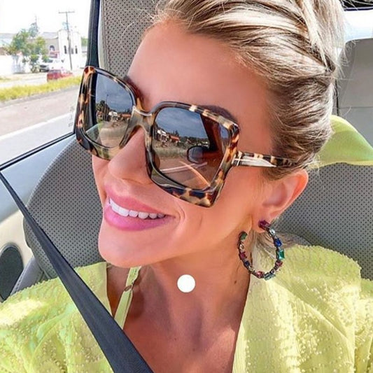 Leopard color large frame sunglasses