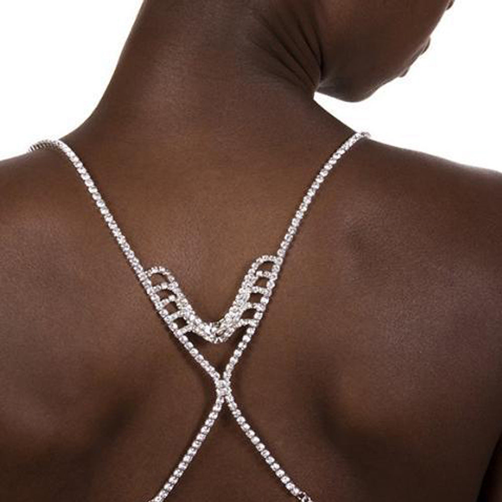 Women's Simple Multi-layer Crystal Back Chain Full Diamond Body Chain