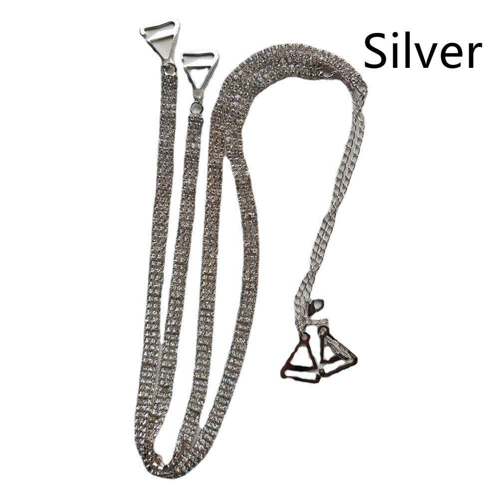 Cross Full Diamond Back Chain Personality Rhinestone Body Chain Sling