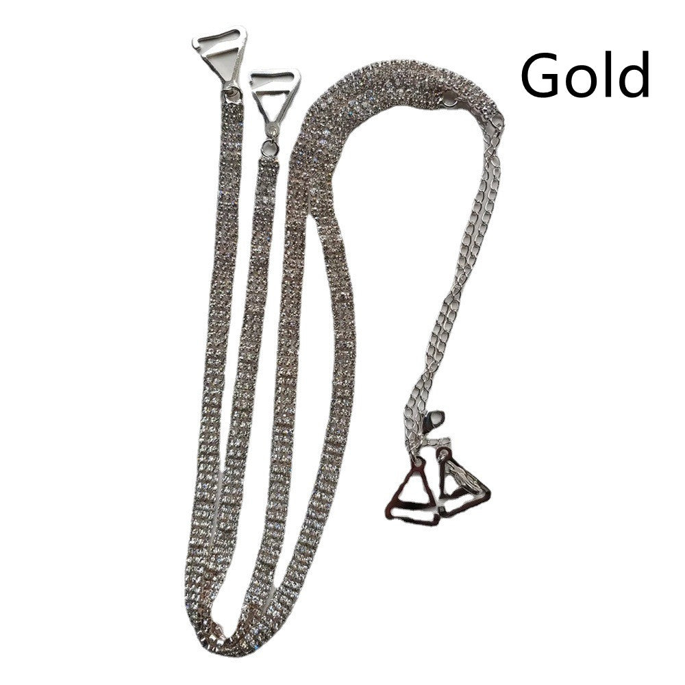 Cross Full Diamond Back Chain Personality Rhinestone Body Chain Sling