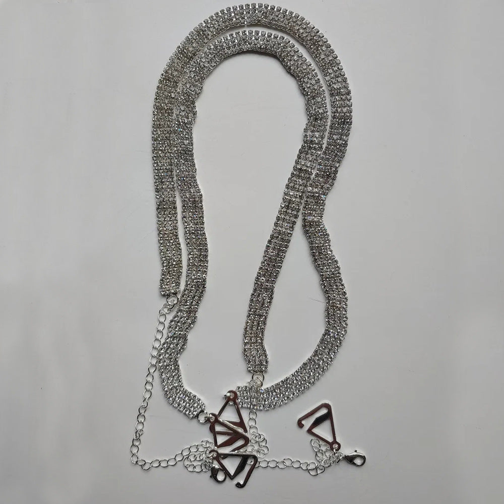 Cross Full Diamond Back Chain Personality Rhinestone Body Chain Sling